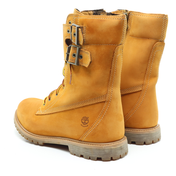 Timberland Mid-Calf Double Strap Leather Lace Up Boots Women 11 Tan - Picture 10 of 17